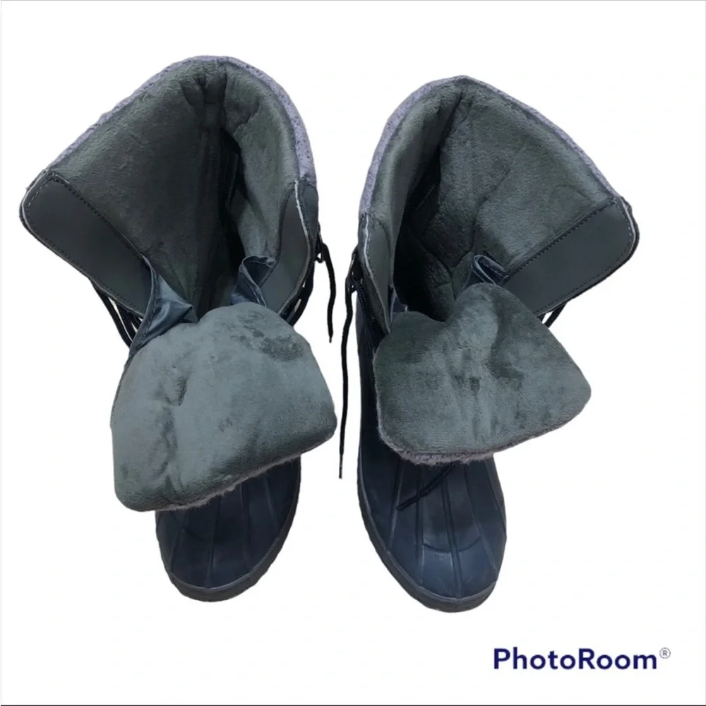 Khombu lace up insulated blue gray winter/rain boots